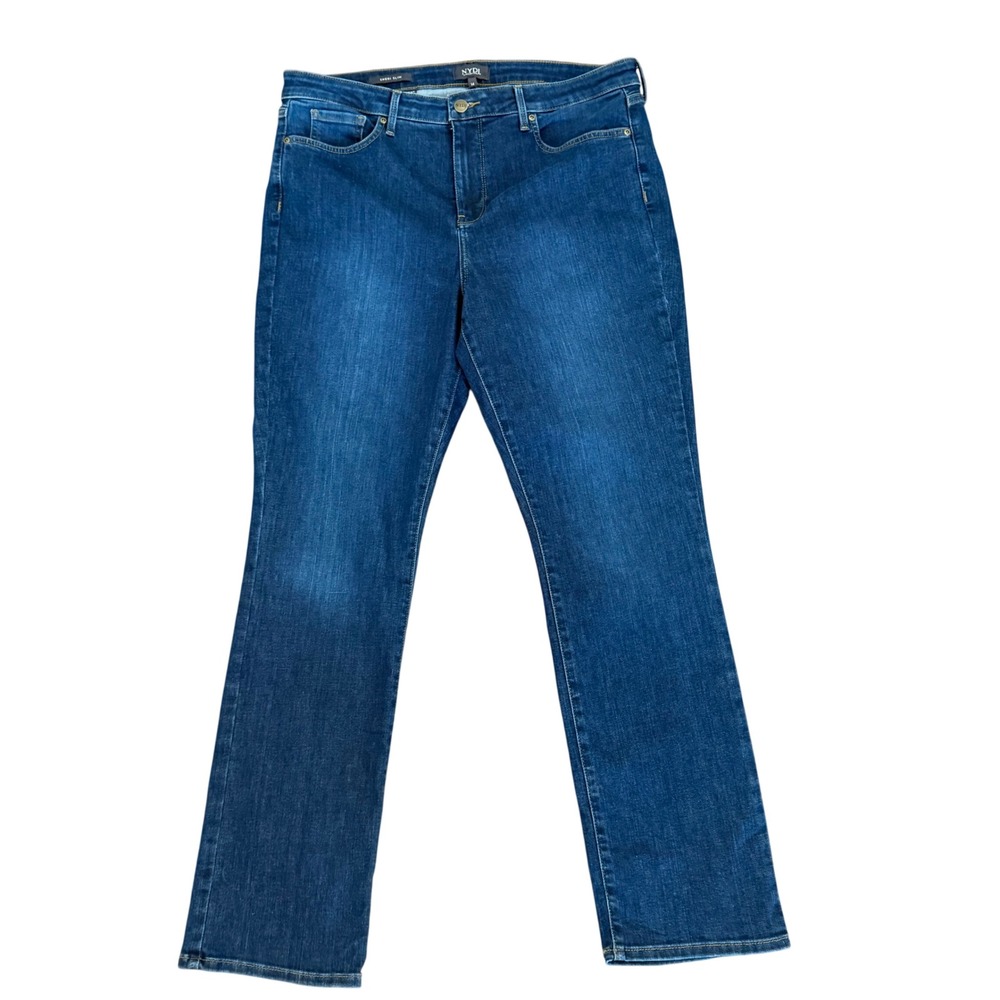 NYDJ Sheri Slim Jeans Womens Sz 14 Dark Wash Lift Tuck Technology Stretch Denim